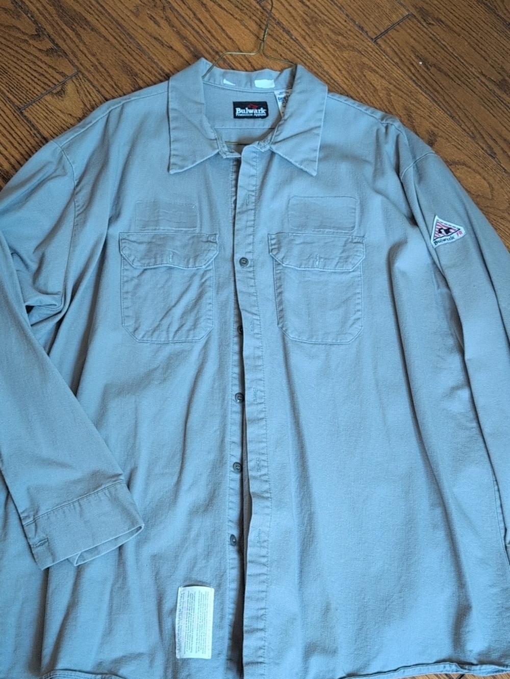 Bulwark Men's Long-Sleeve Button-Down Work Shirt - Light Gray